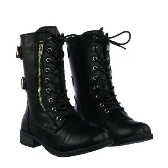 FOREVER LINK MILITARY LACE UP COMBAT BOOT-W-LUG  MATERIAL METAL HARDWARE TODDELE - Picture 1 of 16
